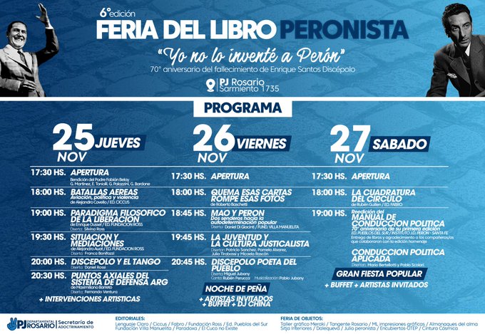 Se viene la sexta Feria del Libro Peronista de Rosario